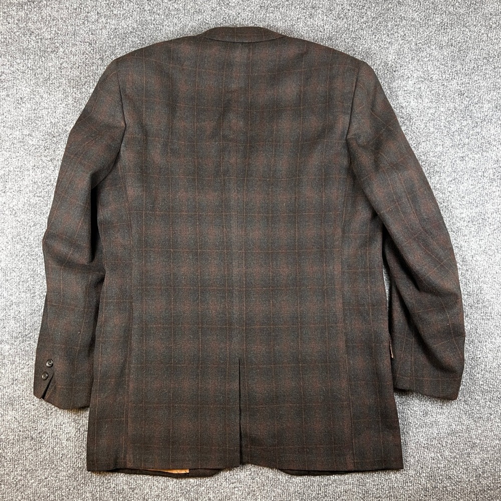 Vintage 50s Pennys Blazer Mens 42R Brown Shadow Plaid 3 Button Union Made in USA - Picture 3 of 14